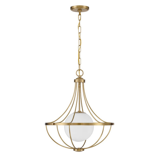 Savoy House Meridian 1Lt Pendant, Natural Brass/White Opal