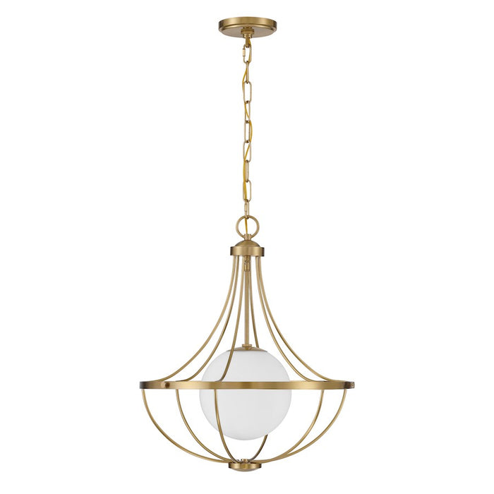 Savoy House Meridian 1Lt Pendant, Natural Brass/White Opal