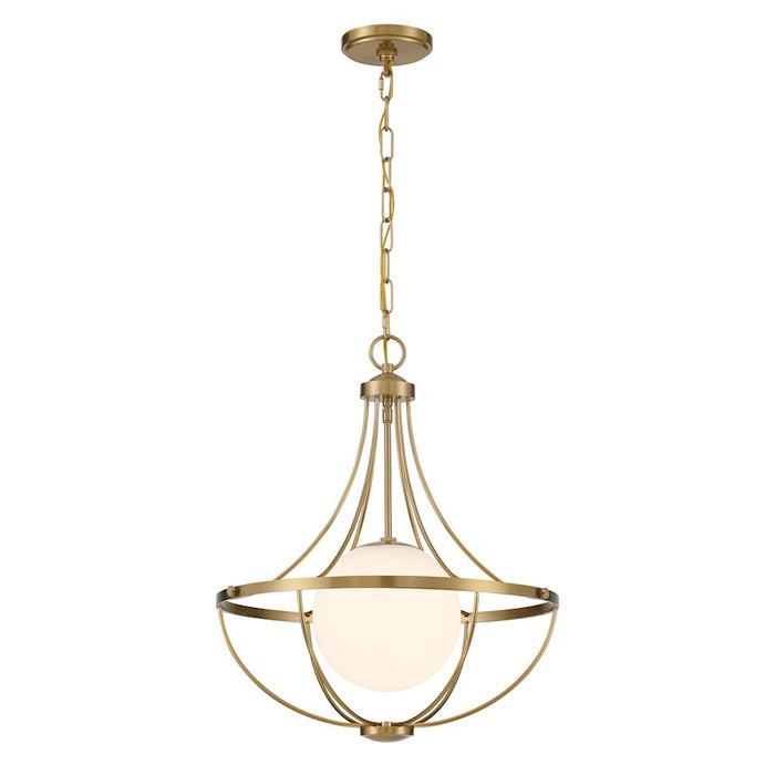 Savoy House Meridian 1Lt Pendant, Natural Brass/White Opal