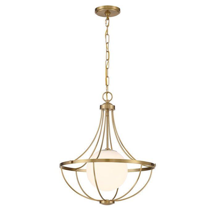 Savoy House Meridian 1Lt Pendant, Natural Brass/White Opal