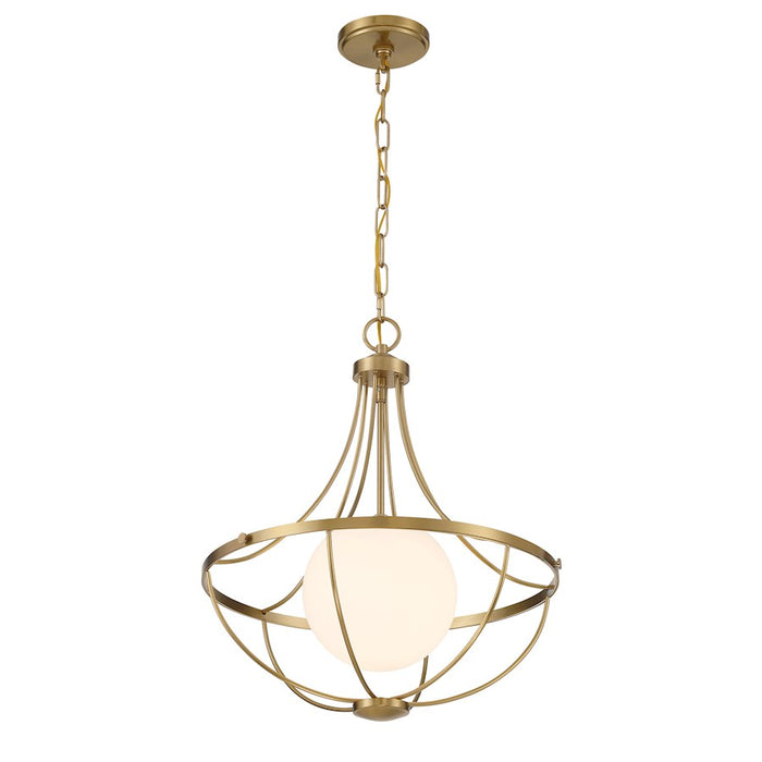 Savoy House Meridian 1Lt Pendant, Natural Brass/White Opal