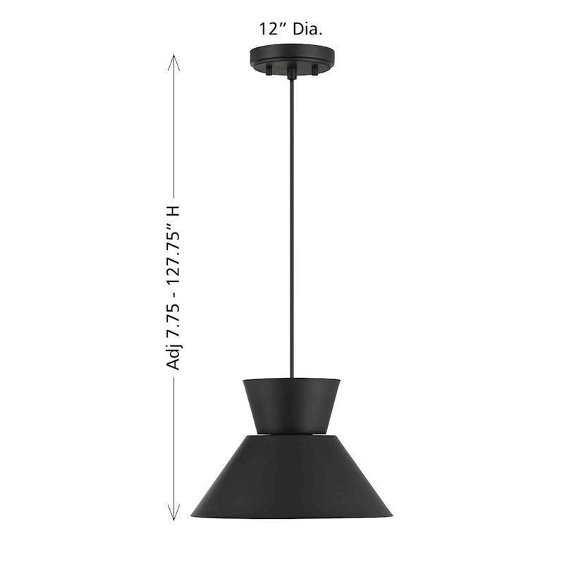 Savoy House Meridian 1Lt 12" Pendant, Black