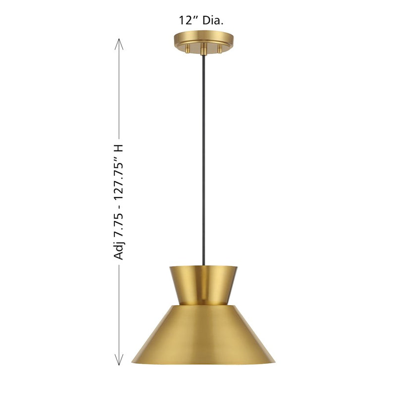 Savoy House Meridian 1Lt 12" Pendant, Natural Brass