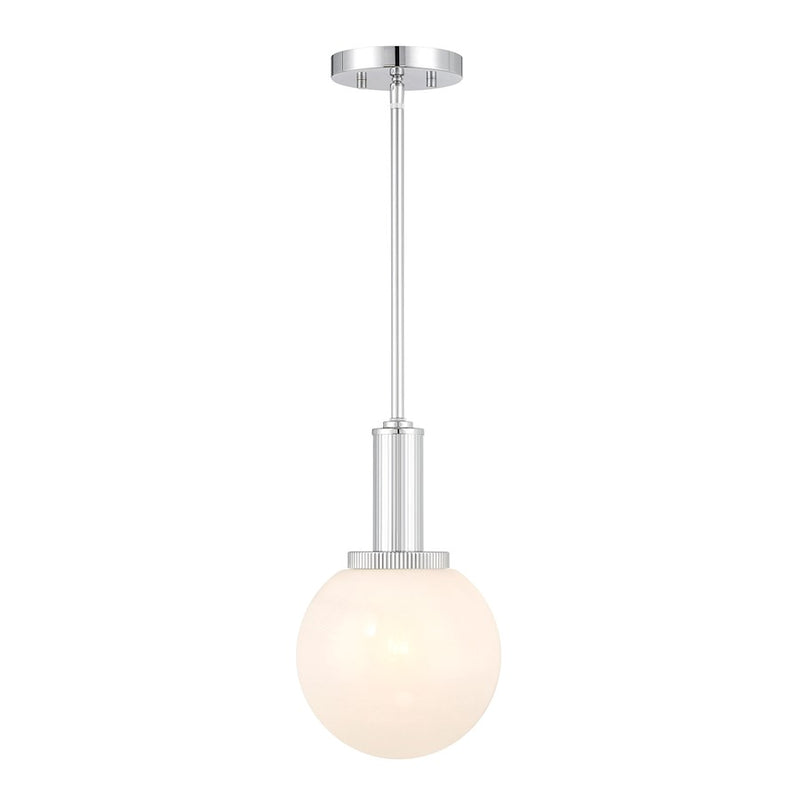 Savoy House Meridian 1Lt Pendant, Chrome/White Strie