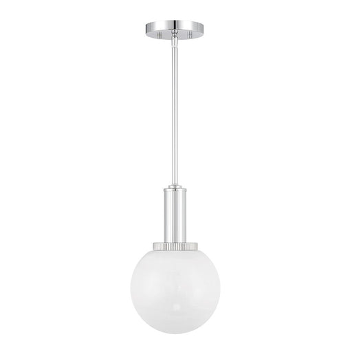 Savoy House Meridian 1Lt Pendant, Chrome/White Strie