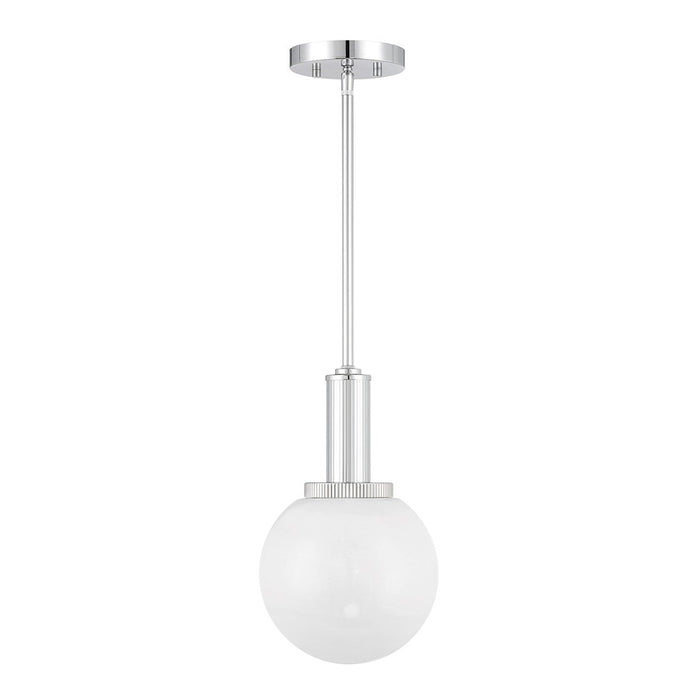 Savoy House Meridian 1Lt Pendant, Chrome/White Strie