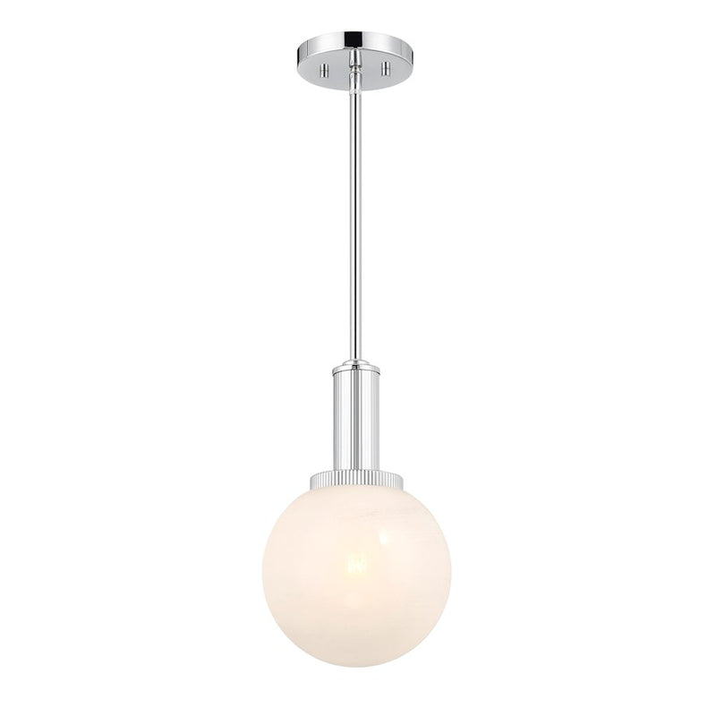 Savoy House Meridian 1Lt Pendant, Chrome/White Strie