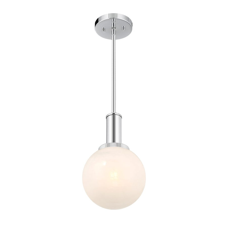 Savoy House Meridian 1Lt Pendant, Chrome/White Strie