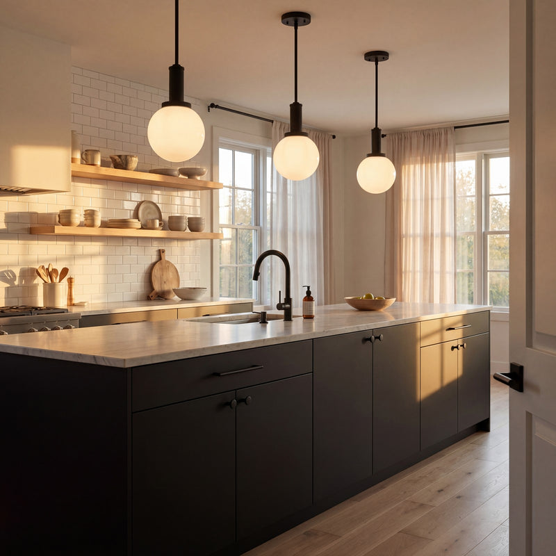 Savoy House Meridian 1Lt Pendant, Black/White Strie