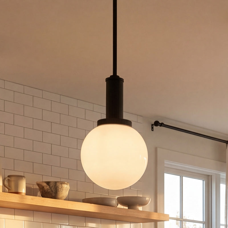 Savoy House Meridian 1Lt Pendant, Black/White Strie
