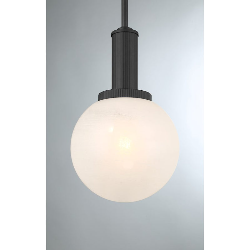 Savoy House Meridian 1Lt Pendant, Black/White Strie