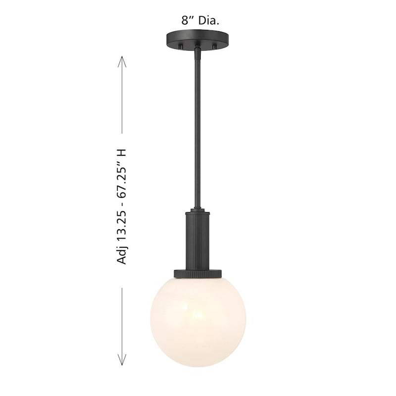 Savoy House Meridian 1Lt Pendant, Black/White Strie