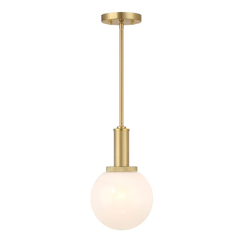 Savoy House Meridian 1Lt Pendant, Natural Brass/White Strie