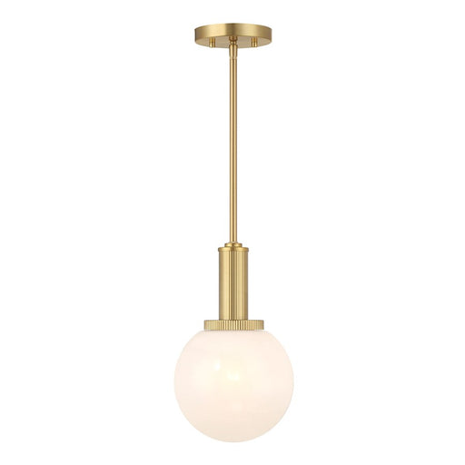 Savoy House Meridian 1Lt Pendant, Natural Brass/White Strie - M7050NB