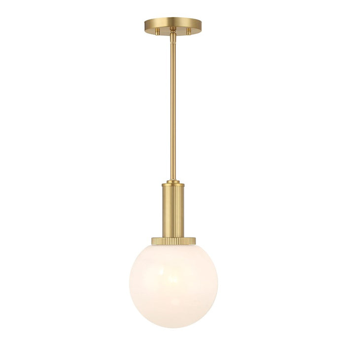 Savoy House Meridian 1Lt Pendant, Natural Brass/White Strie - M7050NB