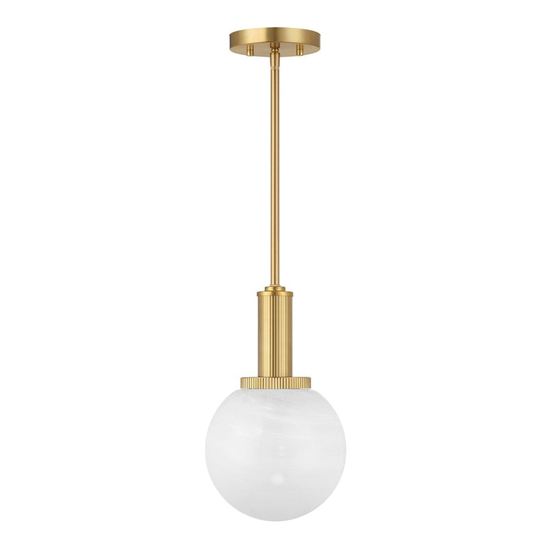 Savoy House Meridian 1Lt Pendant, Natural Brass/White Strie