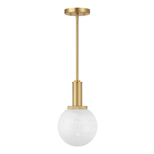 Savoy House Meridian 1Lt Pendant, Natural Brass/White Strie
