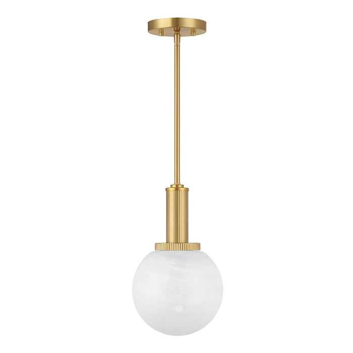 Savoy House Meridian 1Lt Pendant, Natural Brass/White Strie