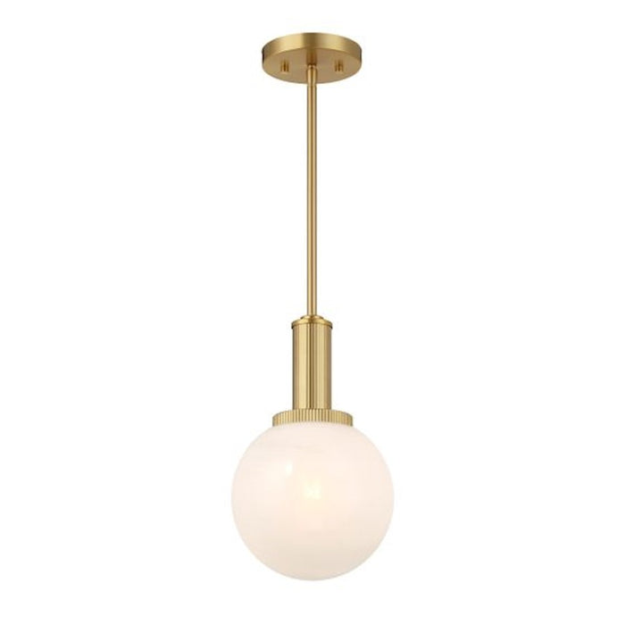 Savoy House Meridian 1Lt Pendant, Natural Brass/White Strie