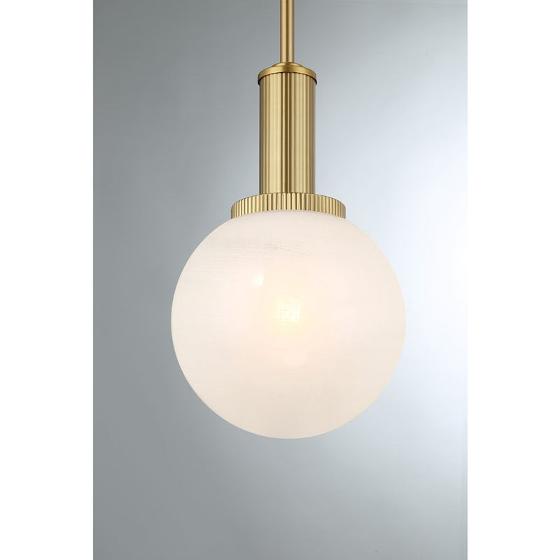 Savoy House Meridian 1Lt Pendant, Natural Brass/White Strie