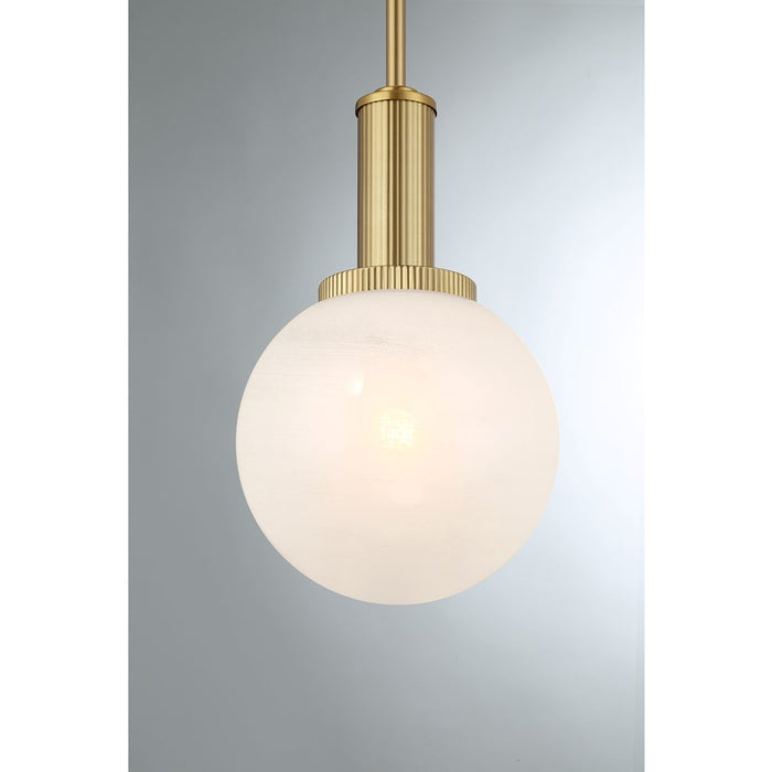 Savoy House Meridian 1Lt Pendant, Natural Brass/White Strie