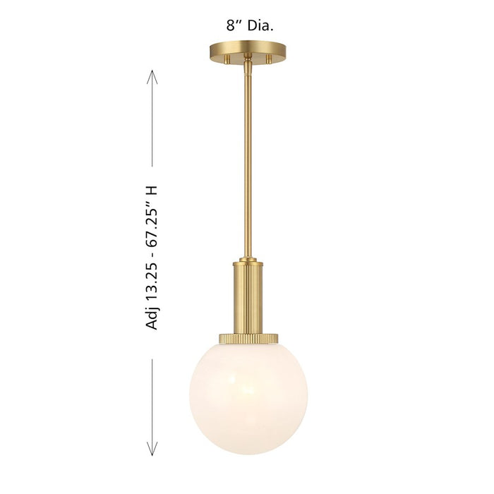 Savoy House Meridian 1Lt Pendant, Natural Brass/White Strie