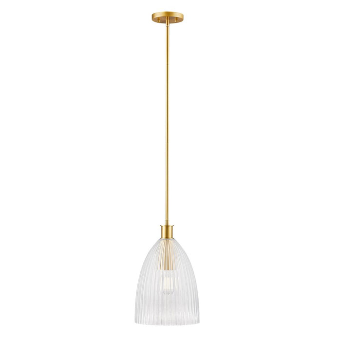 Savoy House Meridian 1Lt 10" Pendant, Natural Brass/Clear Pleated - M7051NB