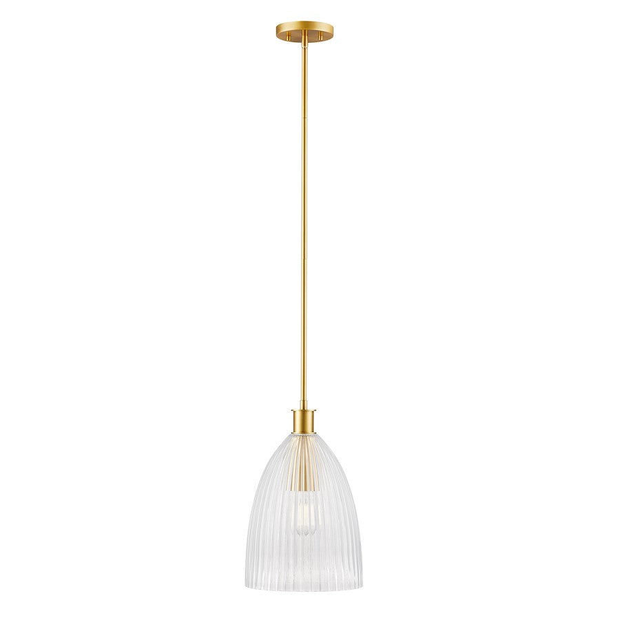 Savoy House Meridian 1Lt 10" Pendant, Natural Brass/Clear Pleated - M7051NB