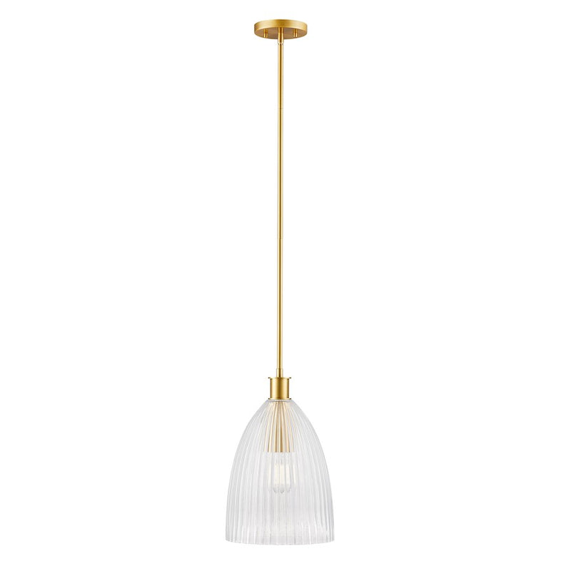 Savoy House Meridian 1Lt 10" Pendant, Natural Brass/Clear Pleated