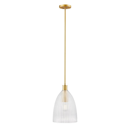 Savoy House Meridian 1Lt 10" Pendant, Natural Brass/Clear Pleated
