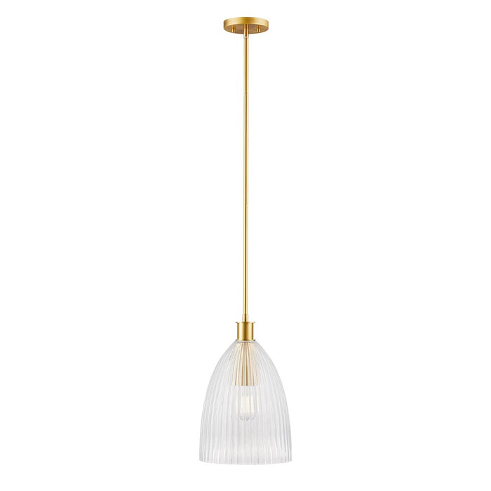 Savoy House Meridian 1Lt 10" Pendant, Natural Brass/Clear Pleated