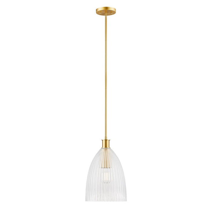 Savoy House Meridian 1Lt 10" Pendant, Natural Brass/Clear Pleated