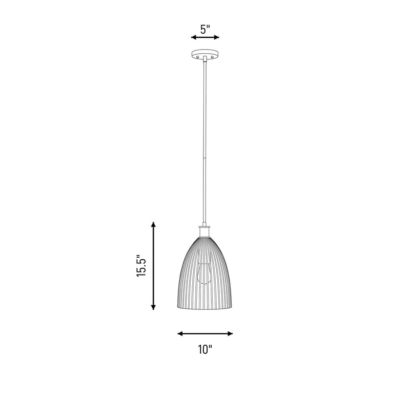 Savoy House Meridian 1Lt 10" Pendant, Natural Brass/Clear Pleated