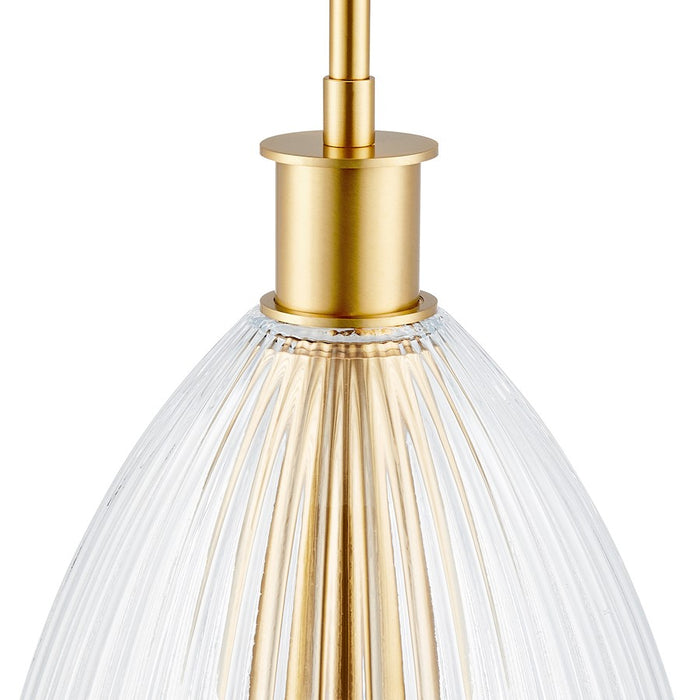 Savoy House Meridian 1Lt 10" Pendant, Natural Brass/Clear Pleated