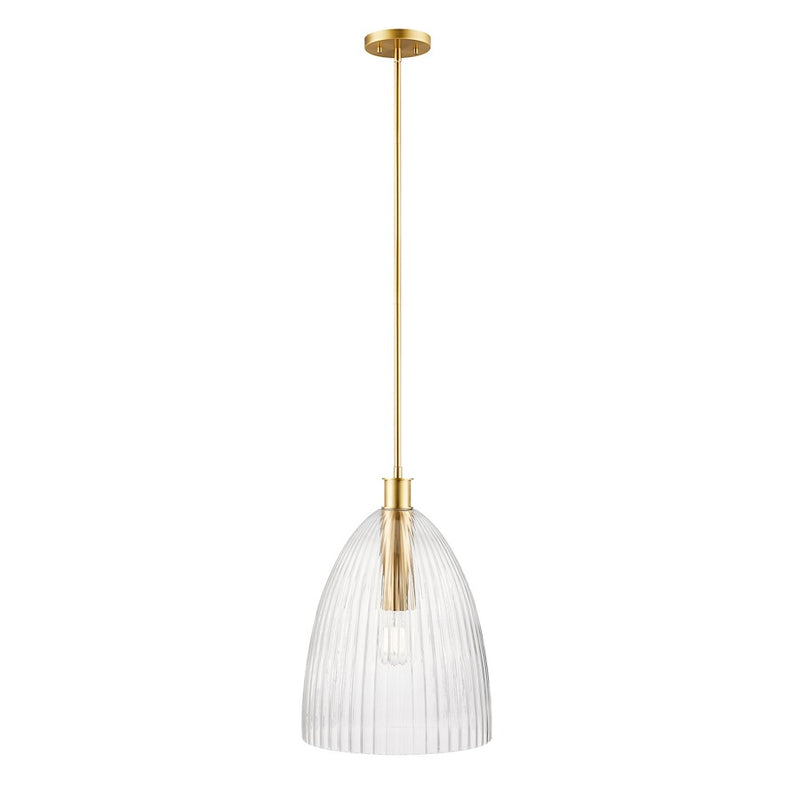 Savoy House Meridian 1Lt 14" Pendant, Natural Brass/Clear Pleated