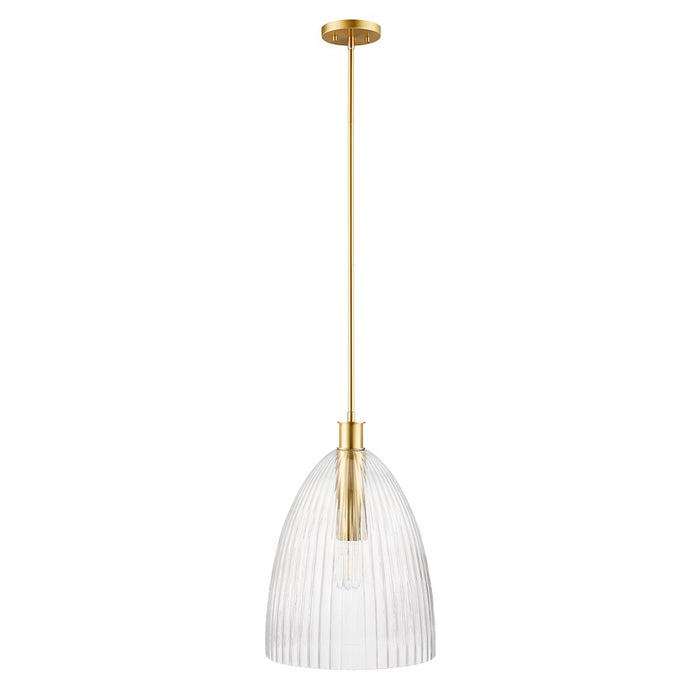 Savoy House Meridian 1Lt 14" Pendant, Natural Brass/Clear Pleated