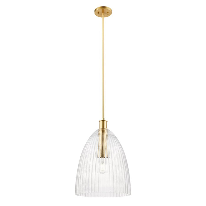 Savoy House Meridian 1Lt 14" Pendant, Natural Brass/Clear Pleated