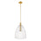 Savoy House Meridian 1Lt 14" Pendant, Natural Brass/Clear Pleated