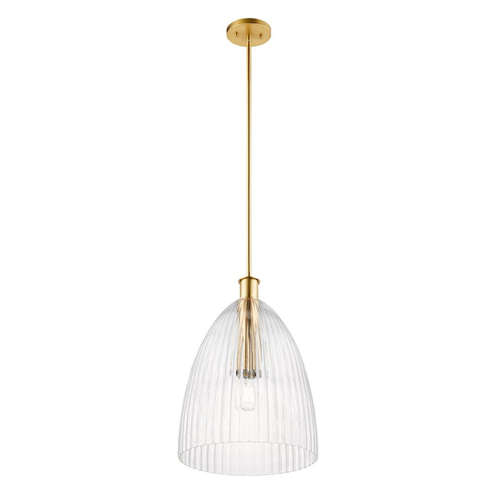 Savoy House Meridian 1Lt 14" Pendant, Natural Brass/Clear Pleated