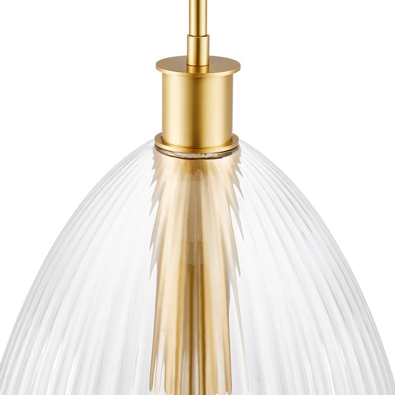 Savoy House Meridian 1Lt 14" Pendant, Natural Brass/Clear Pleated