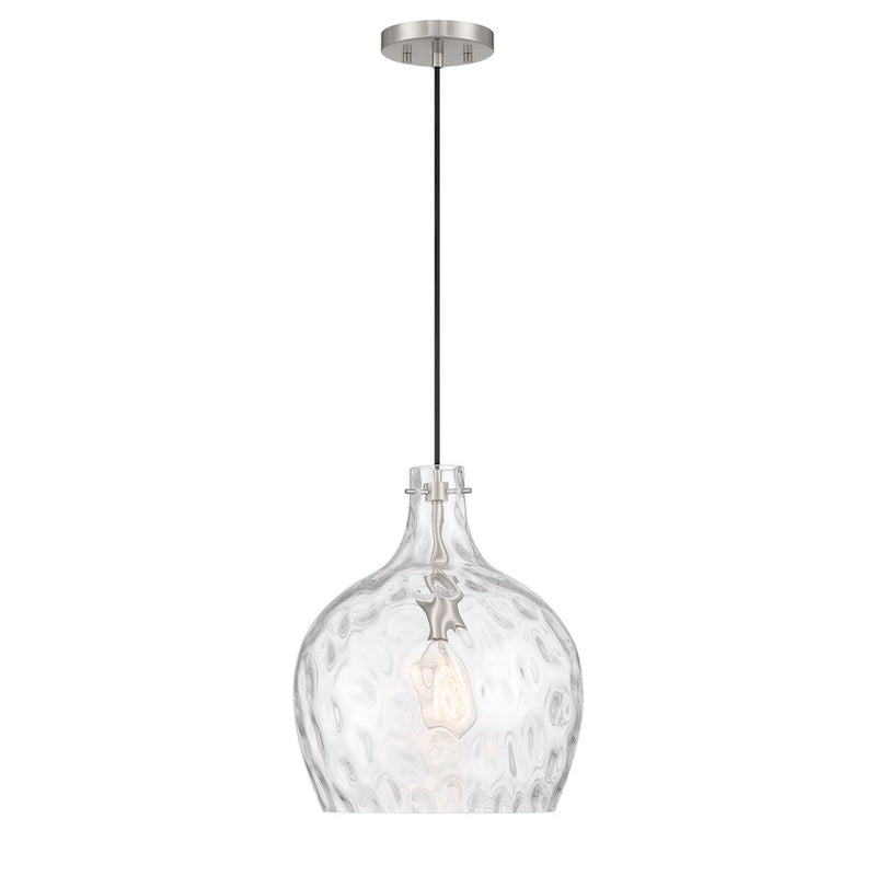 Savoy House Meridian 1Lt Pendant, Brushed Nickel/Hammered