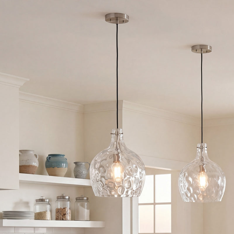 Savoy House Meridian 1Lt Pendant, Brushed Nickel/Hammered