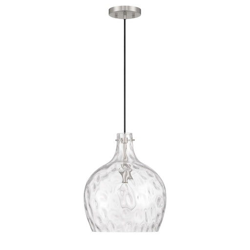 Savoy House Meridian 1Lt Pendant, Brushed Nickel/Hammered