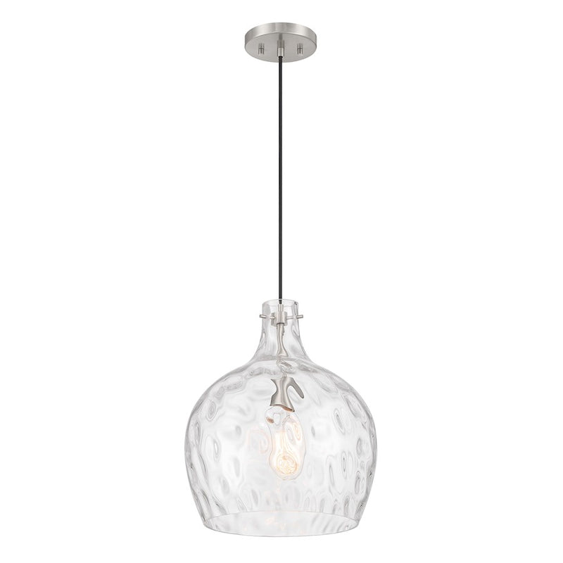 Savoy House Meridian 1Lt Pendant, Brushed Nickel/Hammered