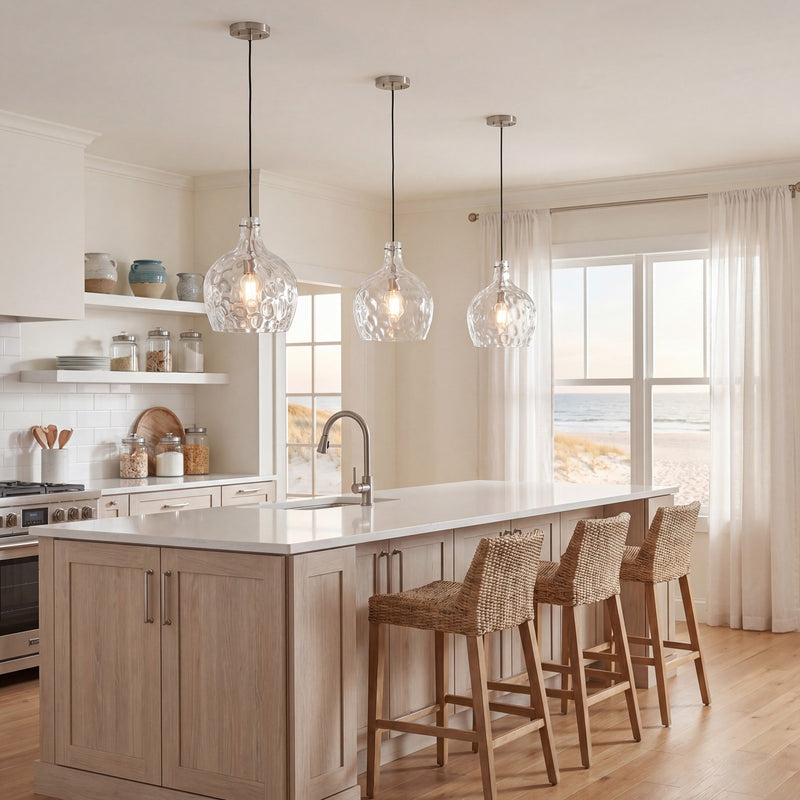 Savoy House Meridian 1Lt Pendant, Brushed Nickel/Hammered