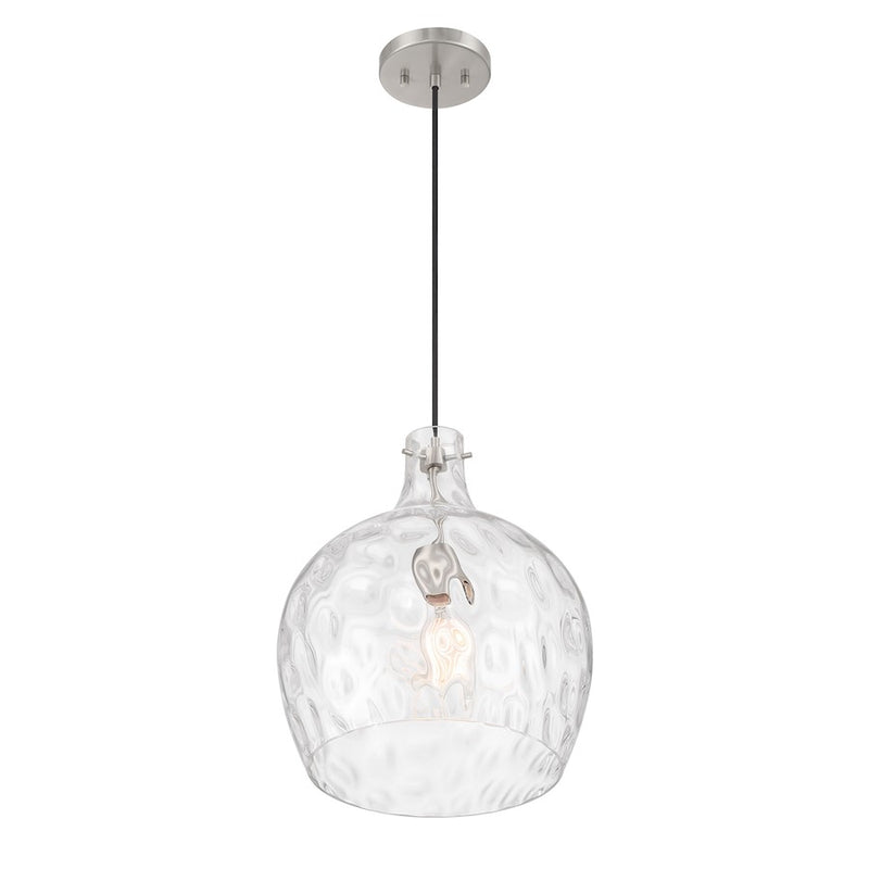 Savoy House Meridian 1Lt Pendant, Brushed Nickel/Hammered