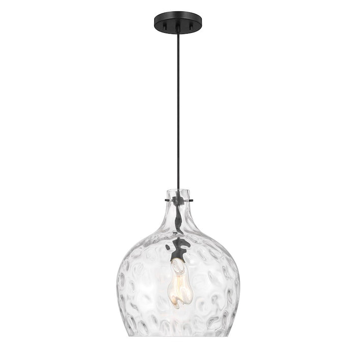 Savoy House Meridian 1Lt Pendant, Black/Hammered - M7053MBK