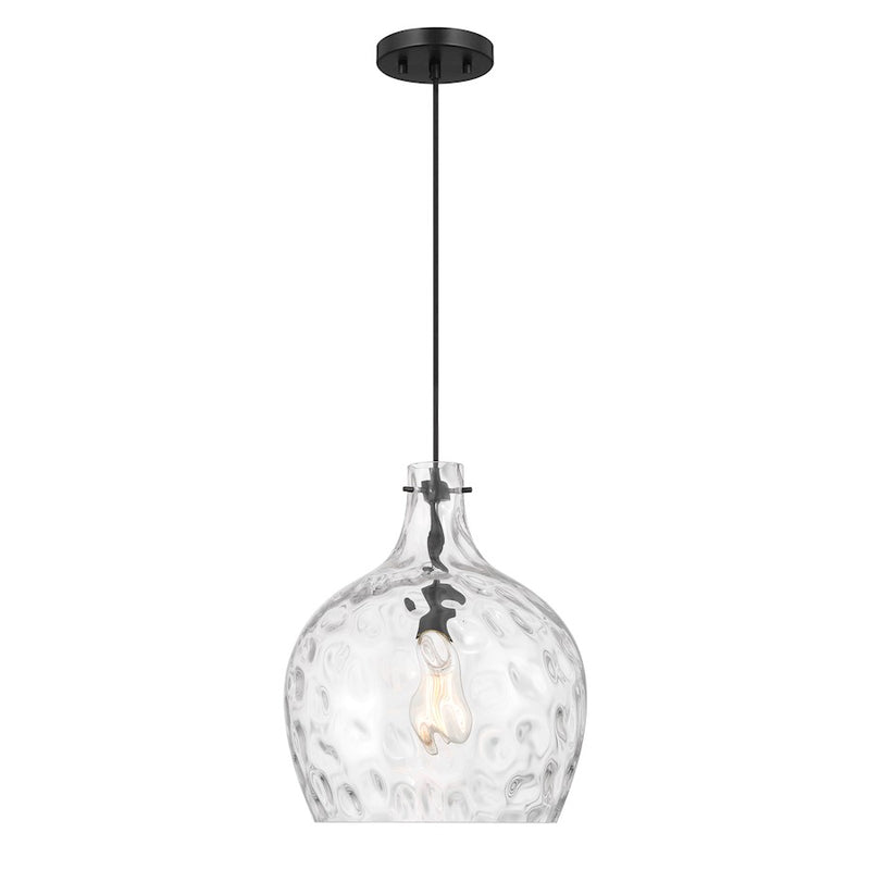 Savoy House Meridian 1Lt Pendant, Black/Hammered