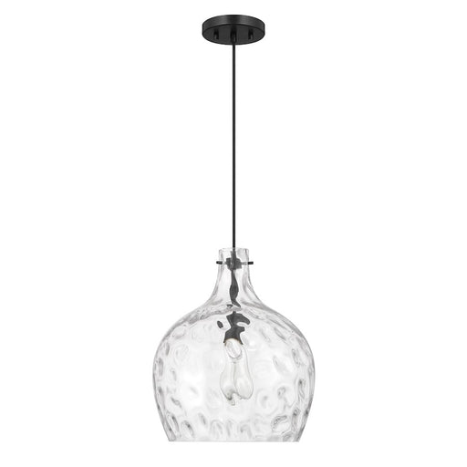 Savoy House Meridian 1Lt Pendant, Black/Hammered