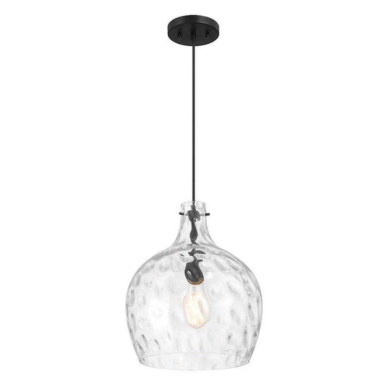 Savoy House Meridian 1Lt Pendant, Black/Hammered